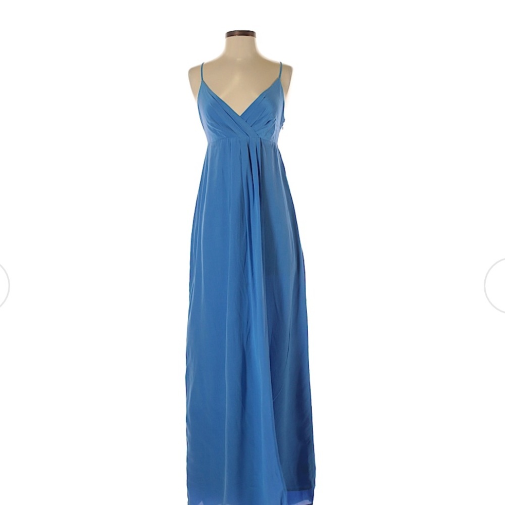 CYNTHIA ROWLEY Blue 100% Silk Empire Waist Maxi